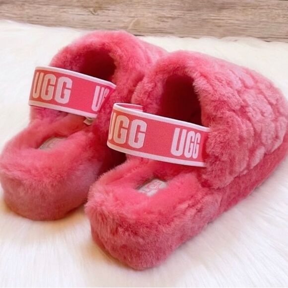 UGG Fluff Yeah Slide Slipper Poppy Sandal - Picture 2 of 6